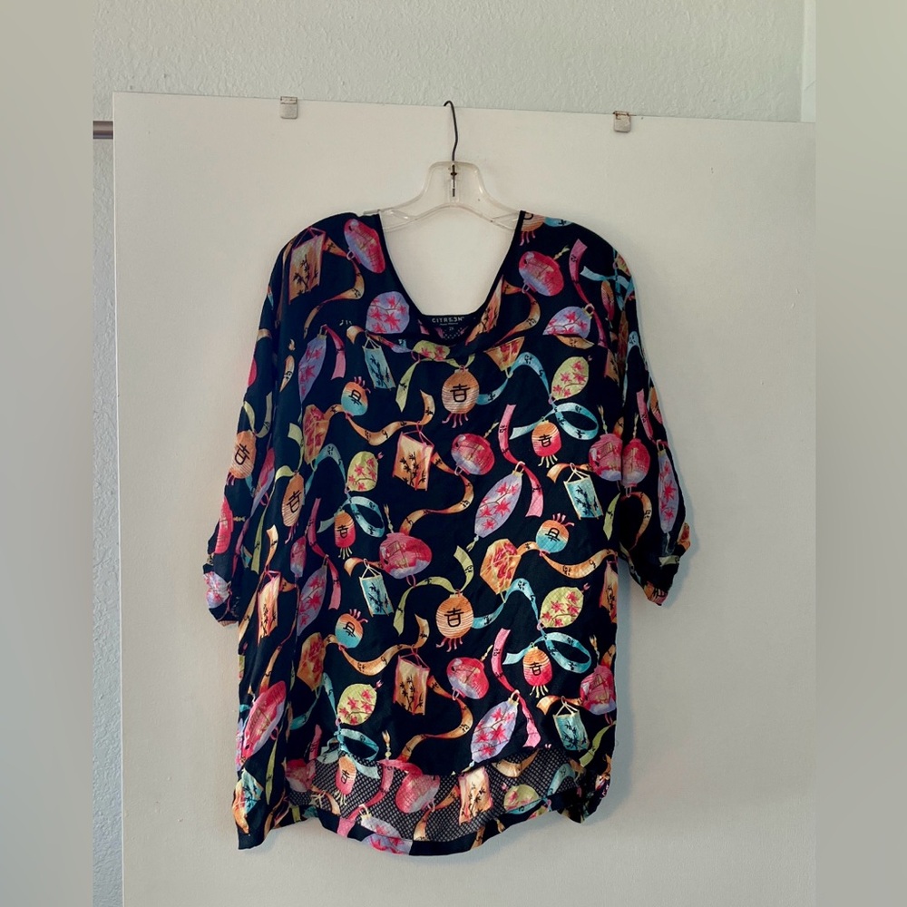 Citron Santa Monica Vibrant Women's Blouse with Multicolor Pattern